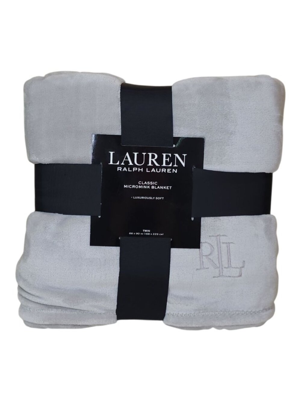 Lauren Ralph Lauren Classic Micromink Twin Blanket Luxuriously Soft Plush Gray